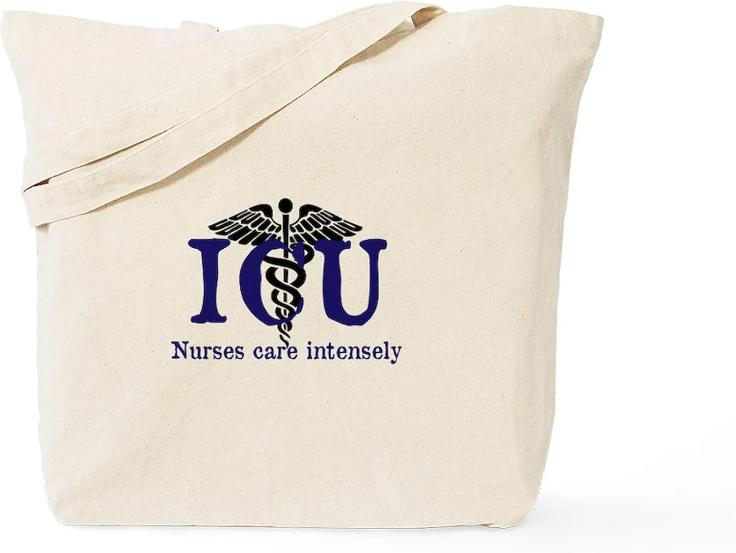 CafePress ICU Nurses Care Intensely Tote Bag Natural Canvas Tote Bag, Reusable Shopping Bag