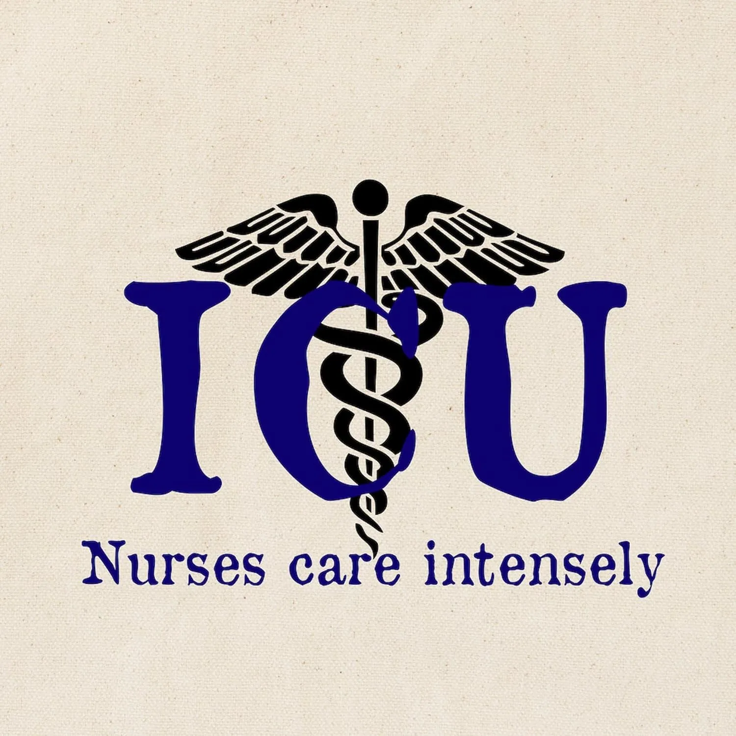 CafePress ICU Nurses Care Intensely Tote Bag Natural Canvas Tote Bag, Reusable Shopping Bag