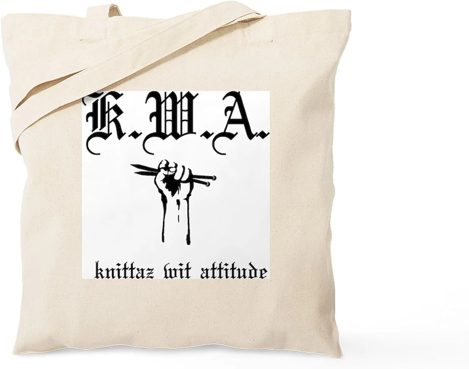 CafePress K.W.A Knittaz Wit Attitude Tote Bag Natural Canvas Tote Bag, Reusable Shopping Bag
