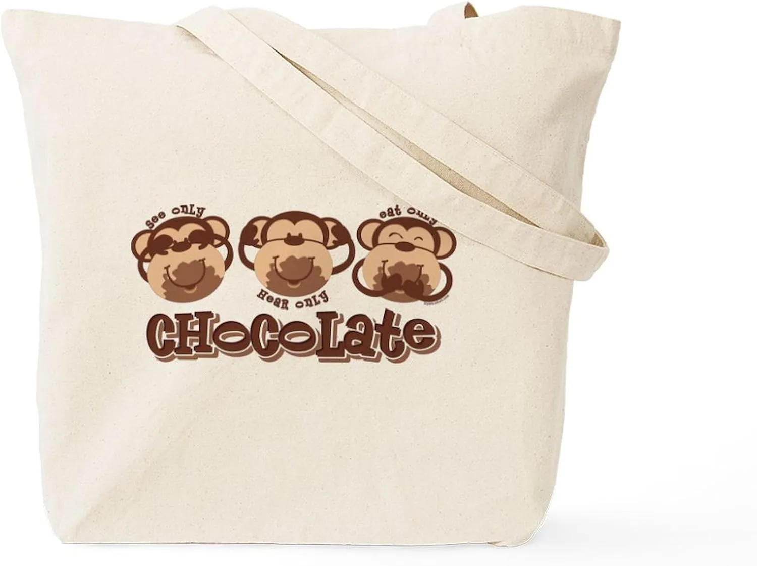 CafePress Monkey See Chocolate Tote Bag Reusable Natural Beige Canvas Shopping Bag