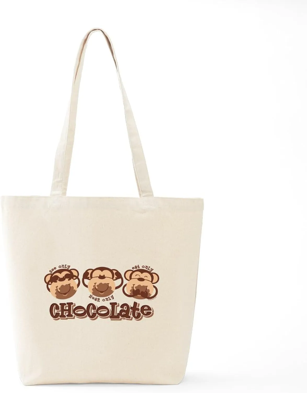 CafePress Monkey See Chocolate Tote Bag Reusable Natural Beige Canvas Shopping Bag