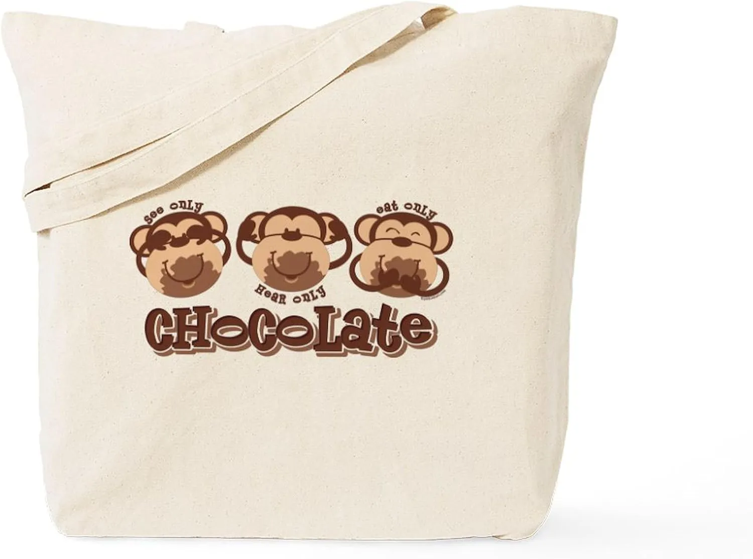 CafePress Monkey See Chocolate Tote Bag Reusable Natural Beige Canvas Shopping Bag