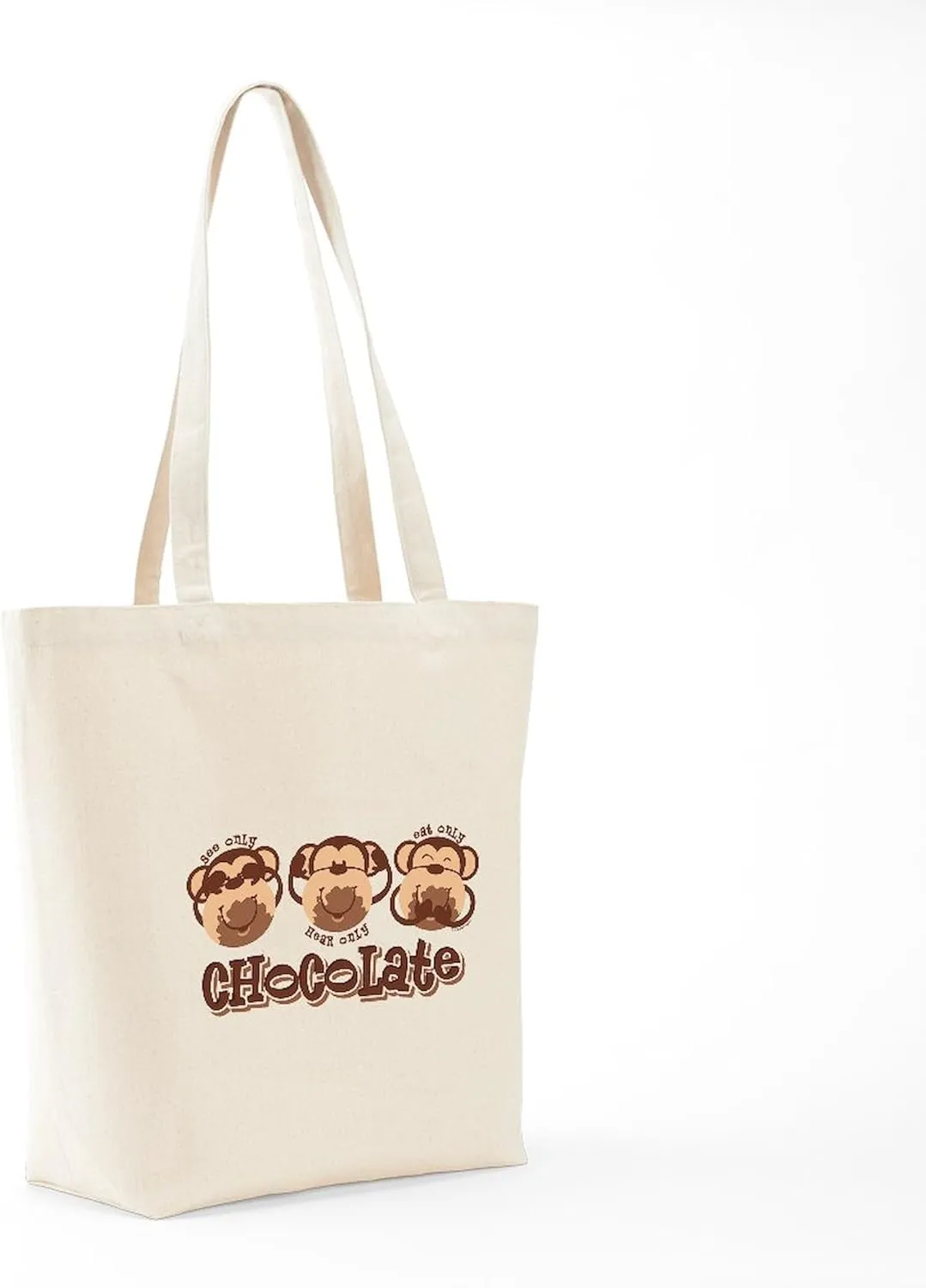 CafePress Monkey See Chocolate Tote Bag Reusable Natural Beige Canvas Shopping Bag