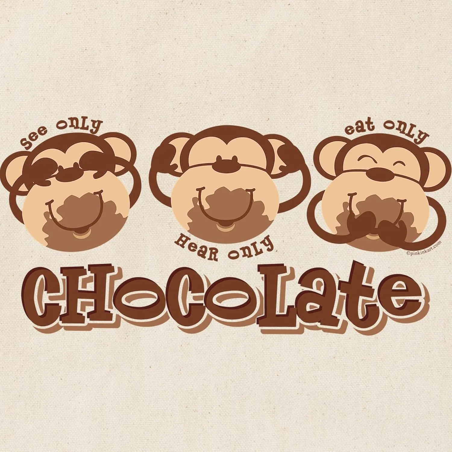 CafePress Monkey See Chocolate Tote Bag Reusable Natural Beige Canvas Shopping Bag