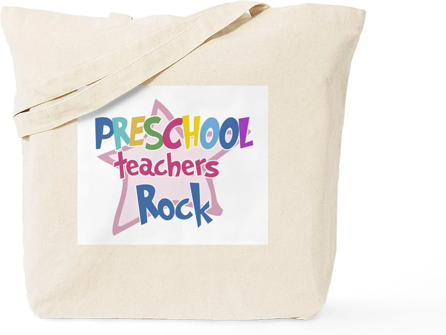 CafePress Preschool Teachers Rock Tote Bag Natural Canvas Tote Bag, Reusable Shopping Bag