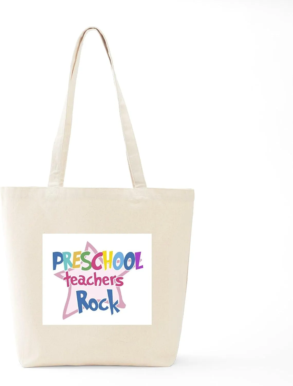 CafePress Preschool Teachers Rock Tote Bag Natural Canvas Tote Bag, Reusable Shopping Bag