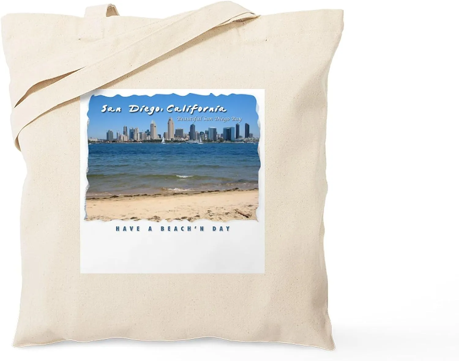 CafePress San Diego, Beautiful San Diego Bay Tot Natural Canvas Tote Bag, Reusable Shopping Bag