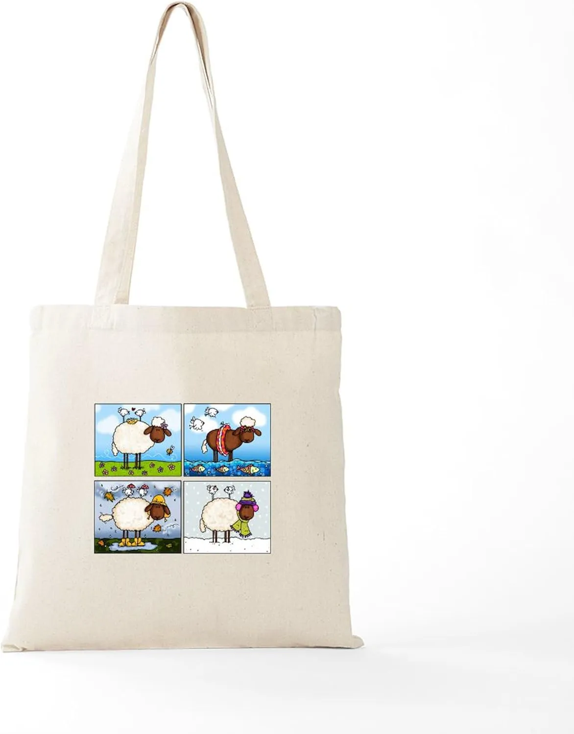 CafePress Sheep Of All Seasons Tote Bag Reusable Natural Beige Canvas Shopping Bag