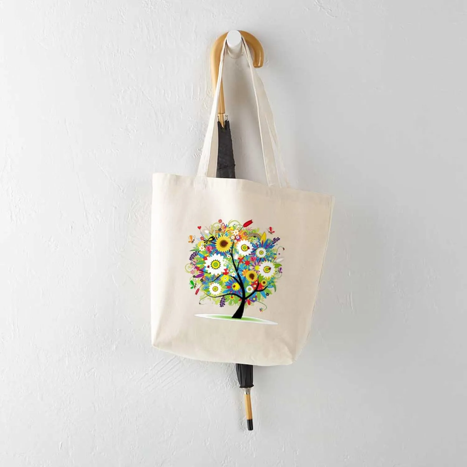 CafePress Summer Tree Tote Bag Reusable Natural Beige Canvas Shopping Bag