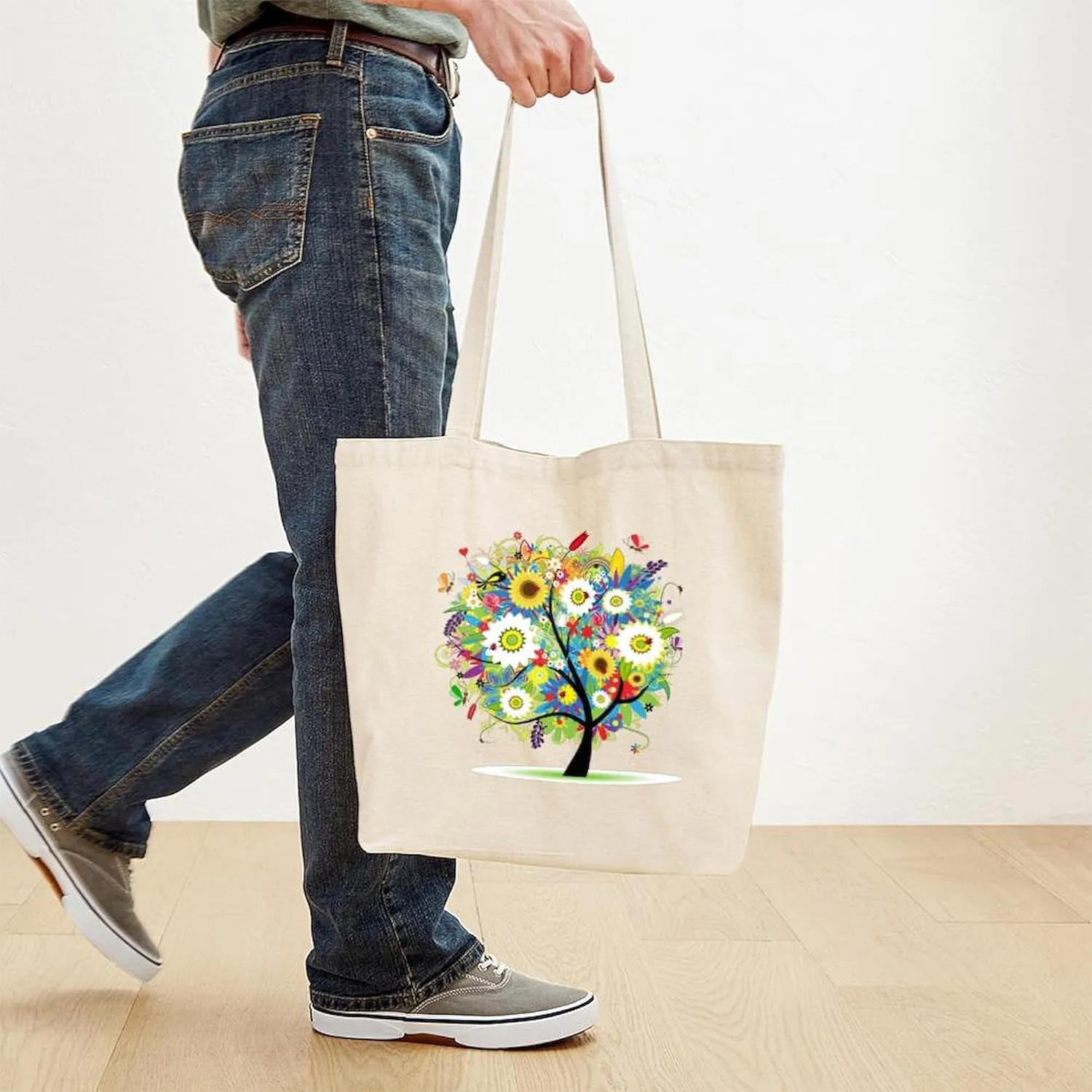 CafePress Summer Tree Tote Bag Reusable Natural Beige Canvas Shopping Bag
