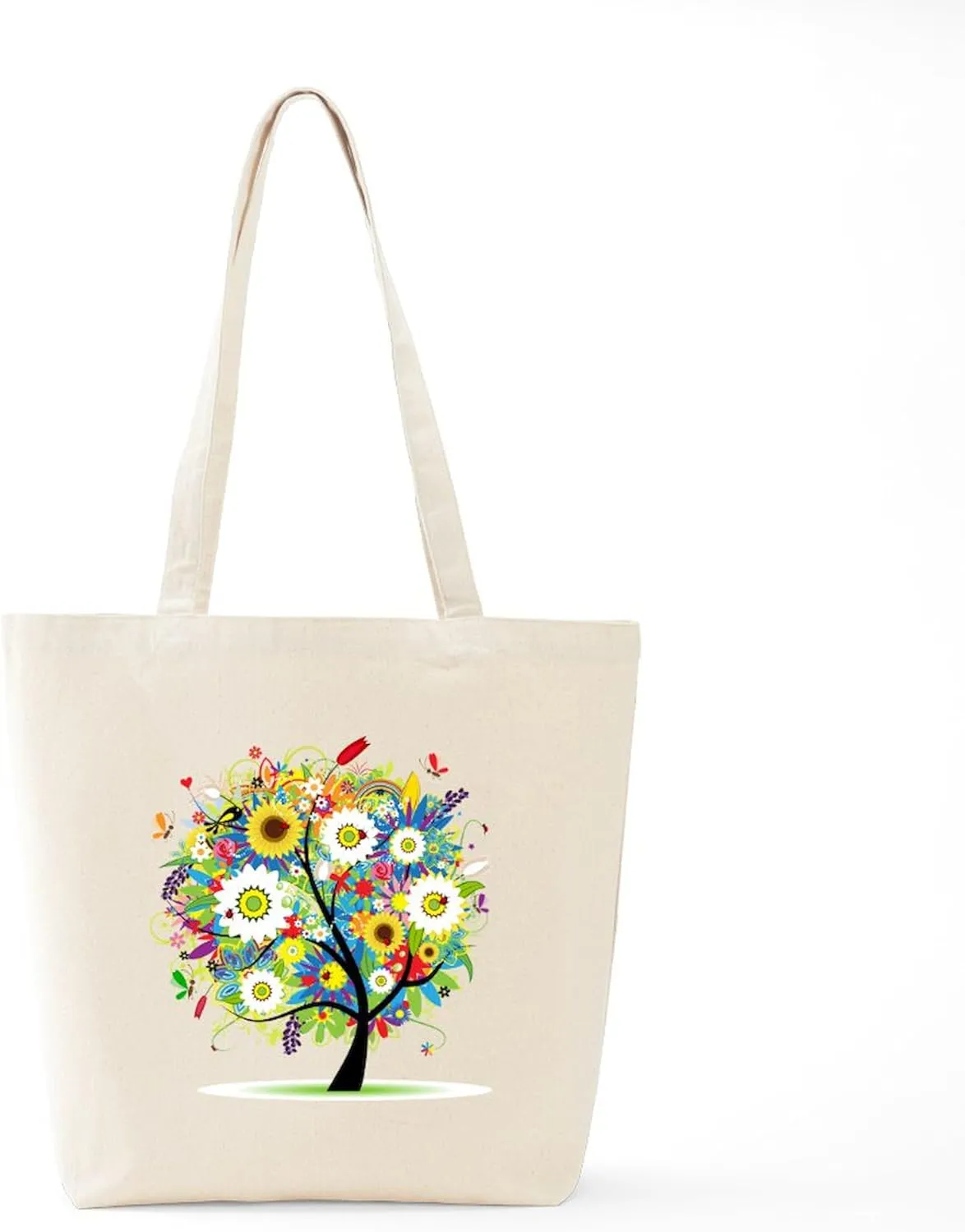 CafePress Summer Tree Tote Bag Reusable Natural Beige Canvas Shopping Bag
