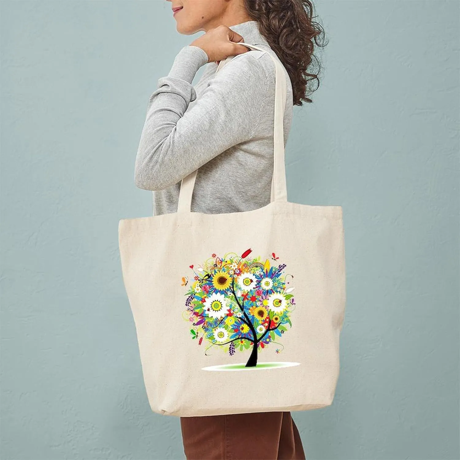 CafePress Summer Tree Tote Bag Reusable Natural Beige Canvas Shopping Bag
