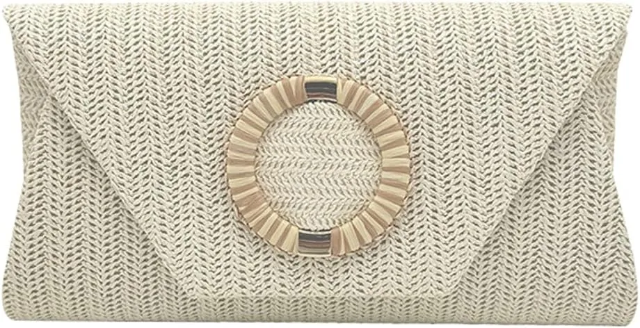 Caistre Womens Evening Bag Fashion Straw Clutch Purse 2025 Summer Woven Beach Party Shoulder Bag for Wedding Prom