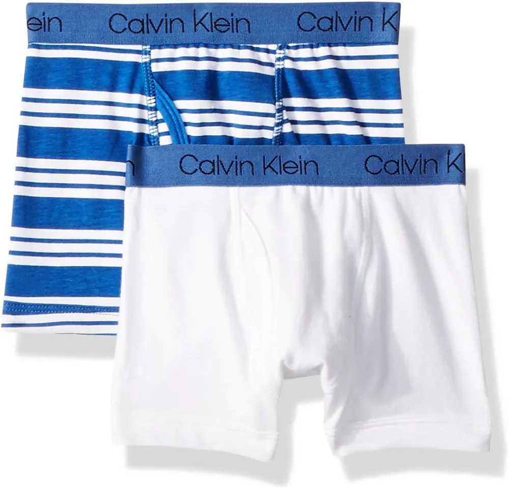 Calvin Klein Boys' 2 Pack Boxer Briefs | Premium Cotton Comfort
