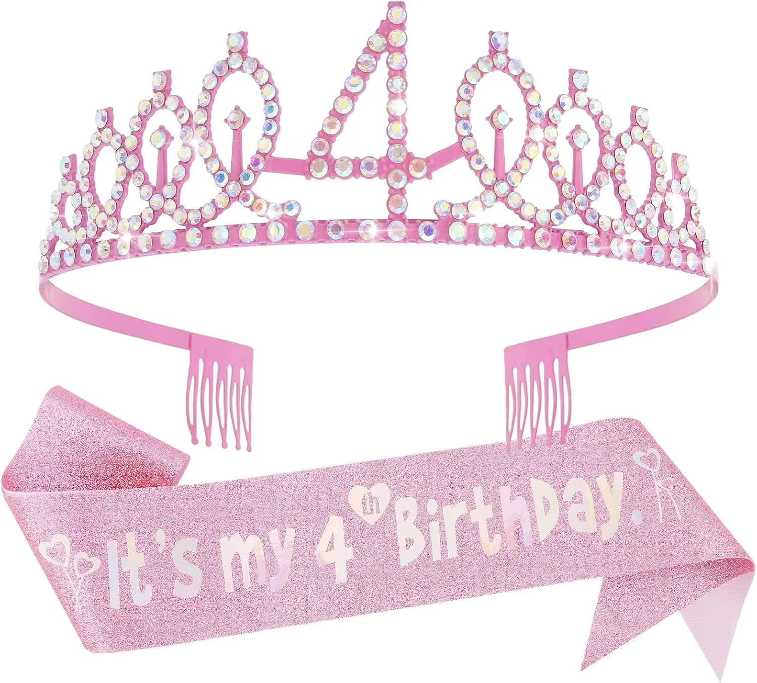 Canitor Birthday Decorations for Girls - Crown Tiara Sash Set and Headband Gift