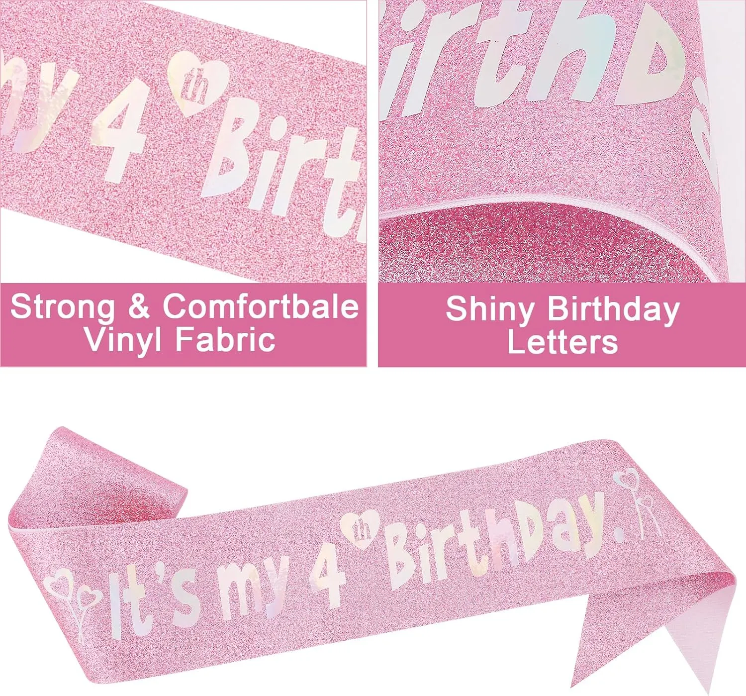 Canitor Birthday Decorations for Girls - Crown Tiara Sash Set and Headband Gift