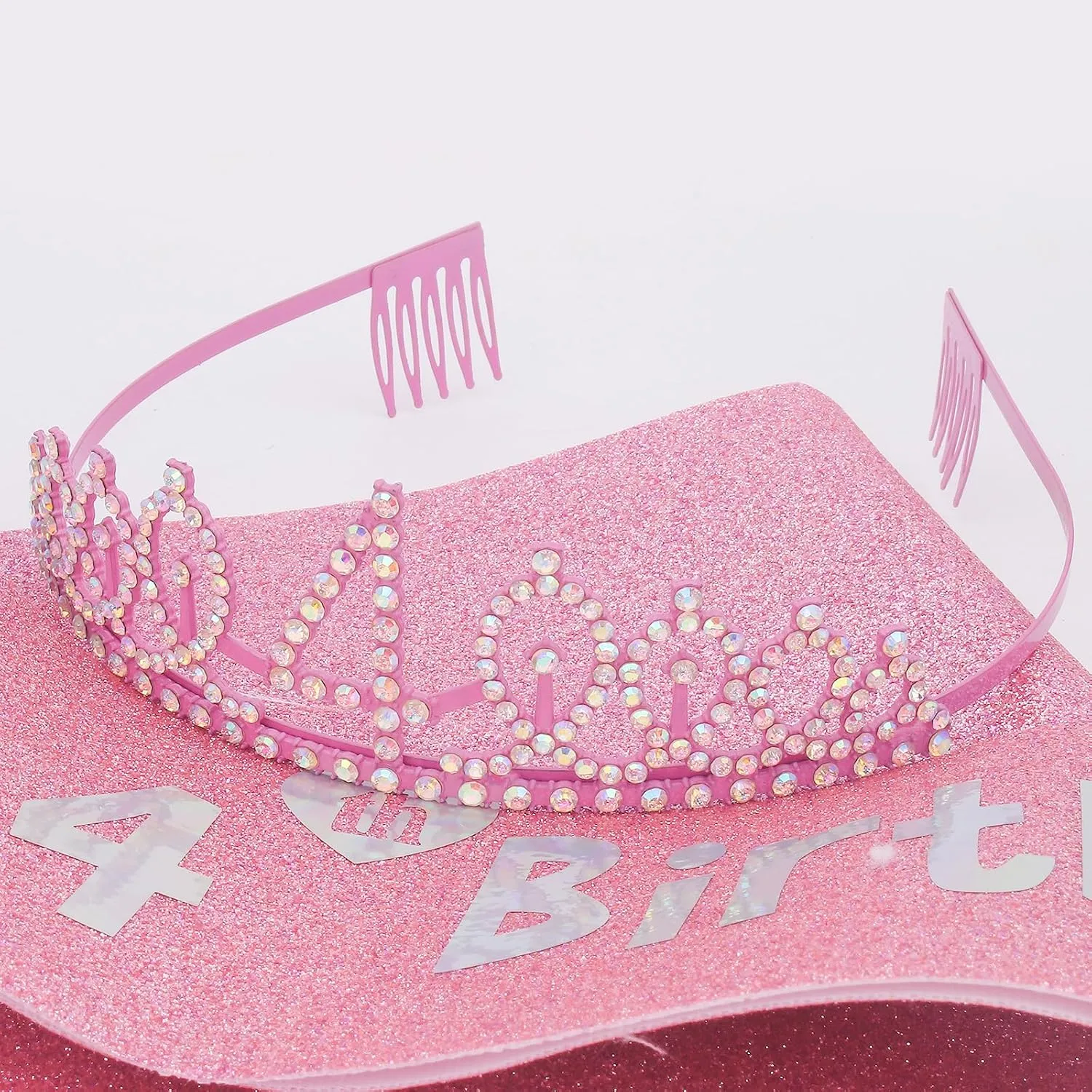 Canitor Birthday Decorations for Girls - Crown Tiara Sash Set and Headband Gift