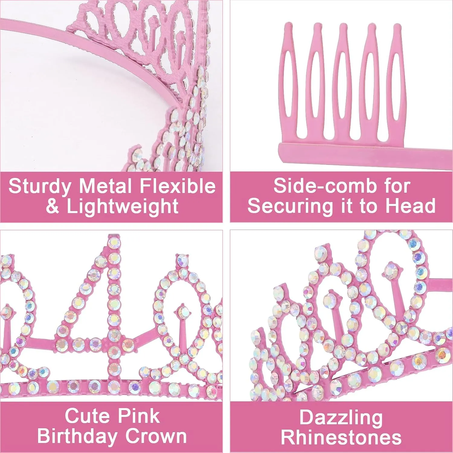 Canitor Birthday Decorations for Girls - Crown Tiara Sash Set and Headband Gift