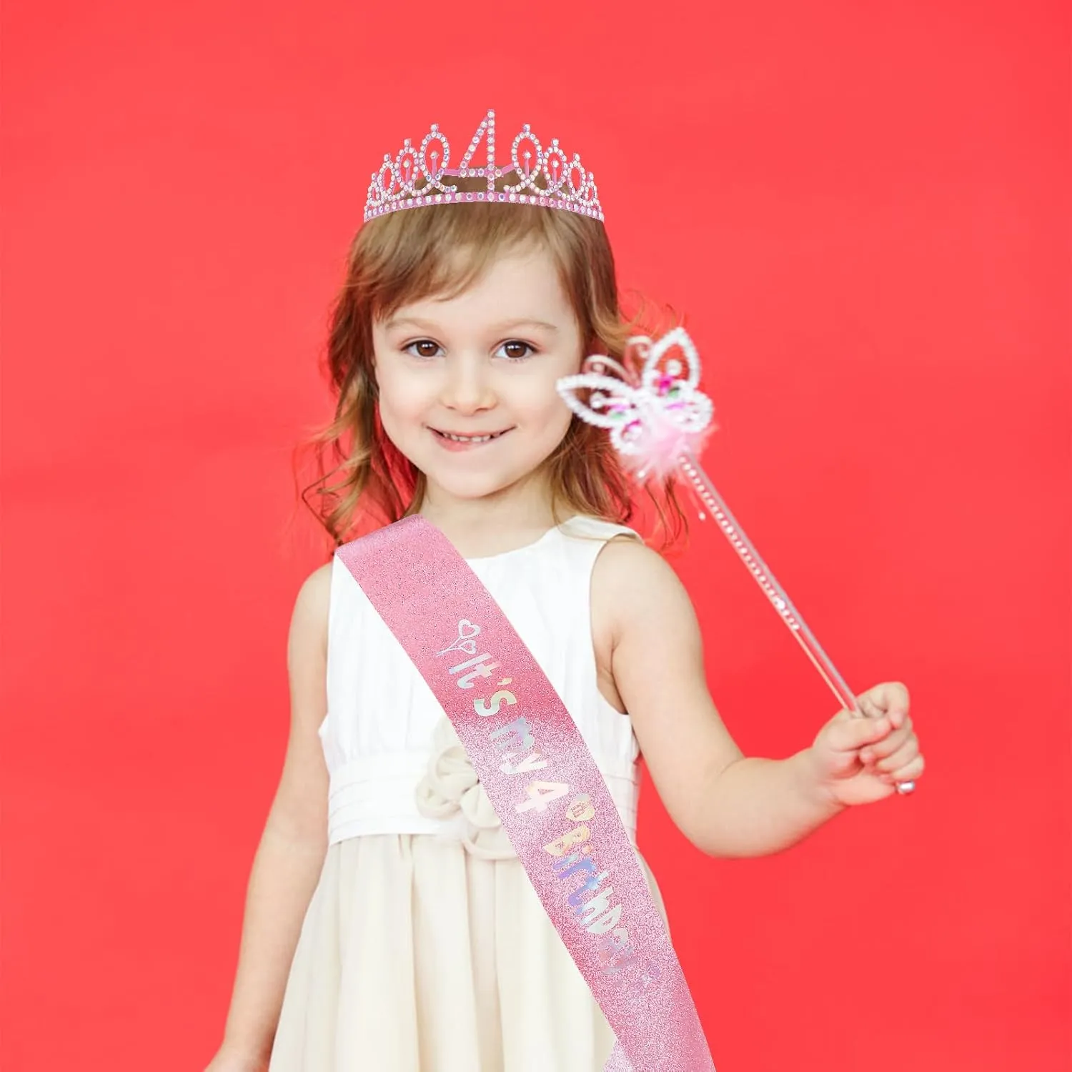 Canitor Birthday Decorations for Girls - Crown Tiara Sash Set and Headband Gift