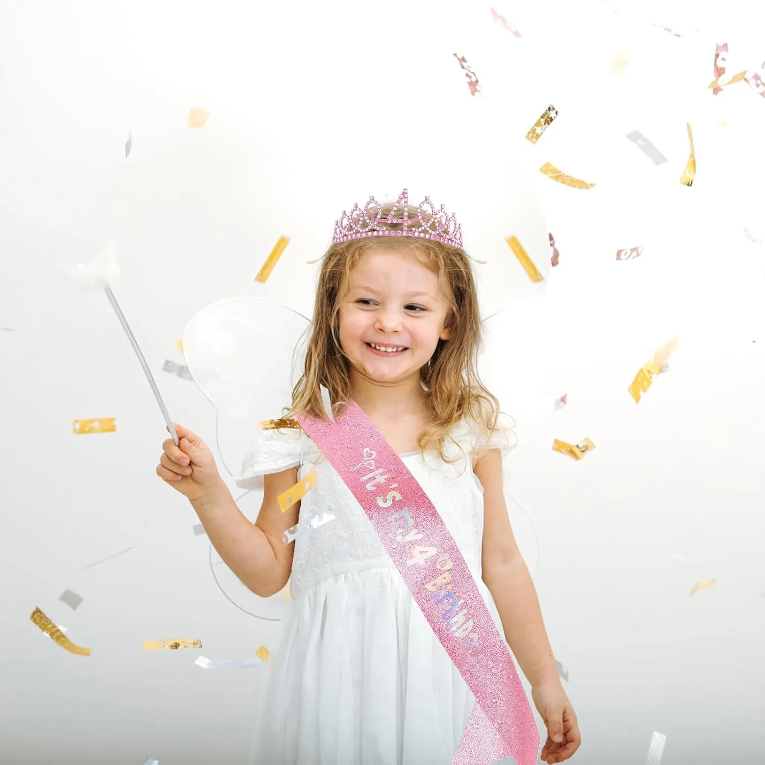 Canitor Birthday Decorations for Girls - Crown Tiara Sash Set and Headband Gift