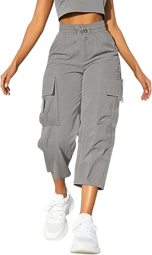 Cargo Capris for Women Plus Size High Waisted Elastic Cargo Athletic Pants Dressy Casual Summer Travel Long Shorts