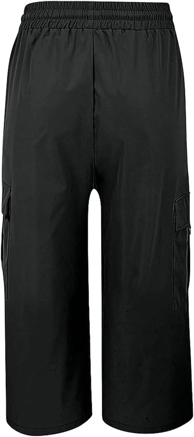 Cargo Capris for Women Plus Size High Waisted Elastic Cargo Athletic Pants Dressy Casual Summer Travel Long Shorts