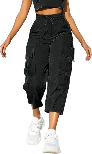 Cargo Capris for Women Plus Size High Waisted Elastic Cargo Athletic Pants Dressy Casual Summer Travel Long Shorts