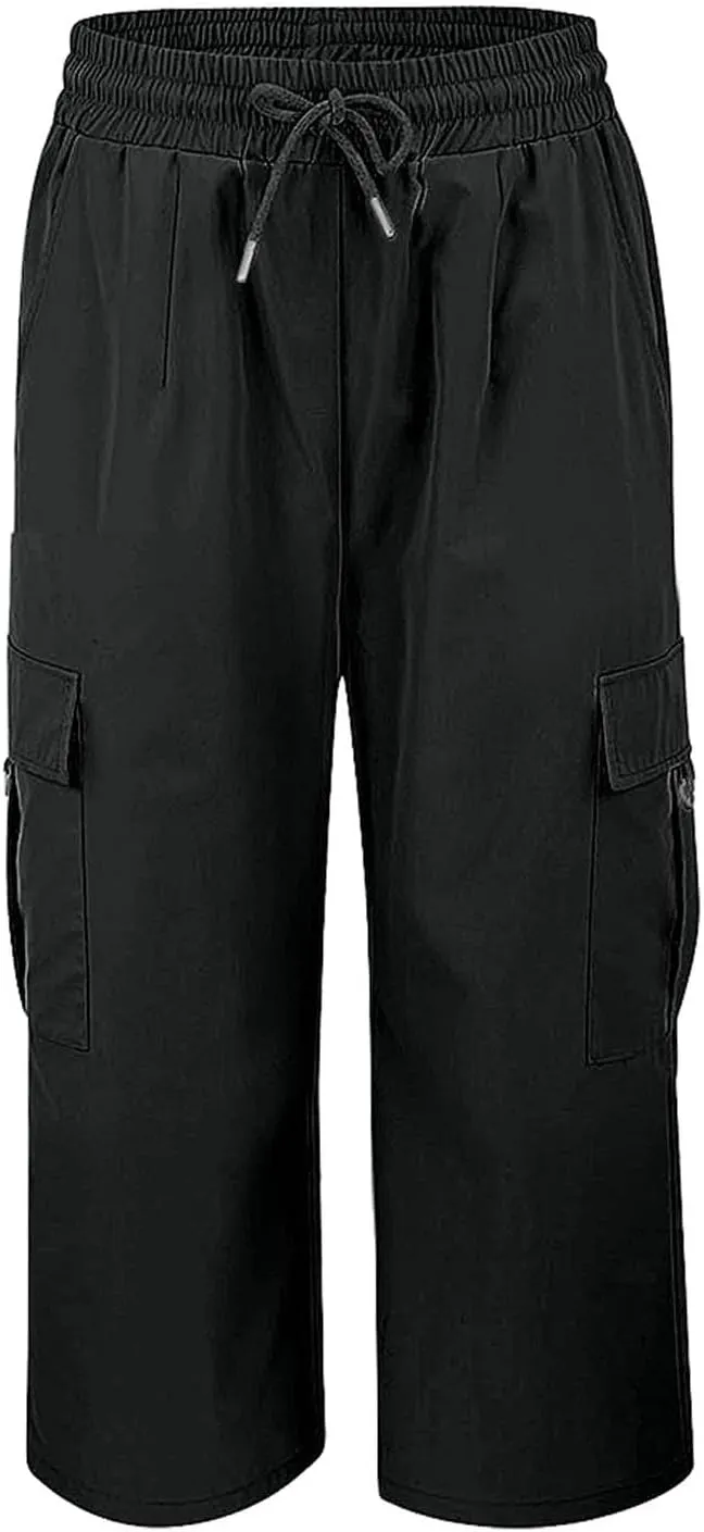 Cargo Capris for Women Plus Size High Waisted Elastic Cargo Athletic Pants Dressy Casual Summer Travel Long Shorts