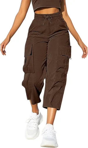 Cargo Capris for Women Plus Size High Waisted Elastic Cargo Athletic Pants Dressy Casual Summer Travel Long Shorts