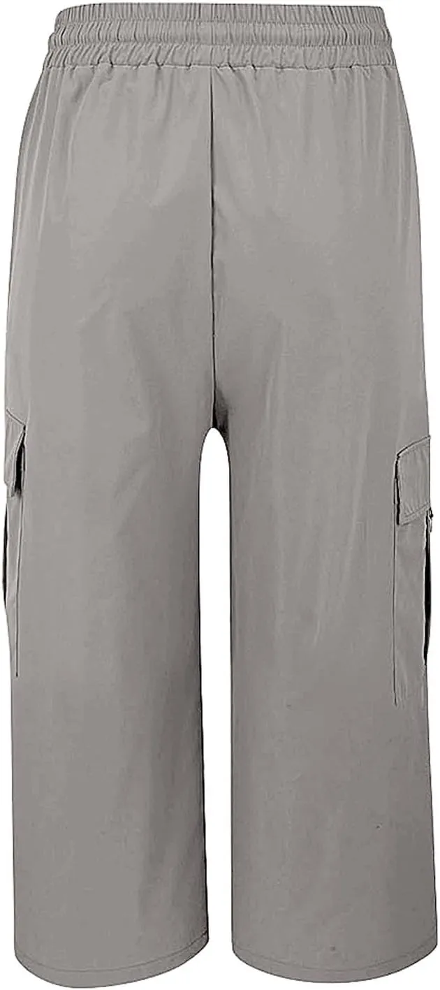 Cargo Capris for Women Plus Size High Waisted Elastic Cargo Athletic Pants Dressy Casual Summer Travel Long Shorts