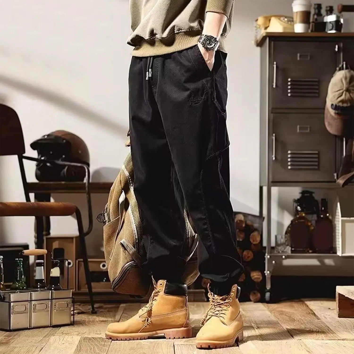 Cargo Chinos Pants Men Relaxed Fit Camo Hunting Pants Stretch Tactical Pants Multi Pockets Ristop Jogger Sweatpants
