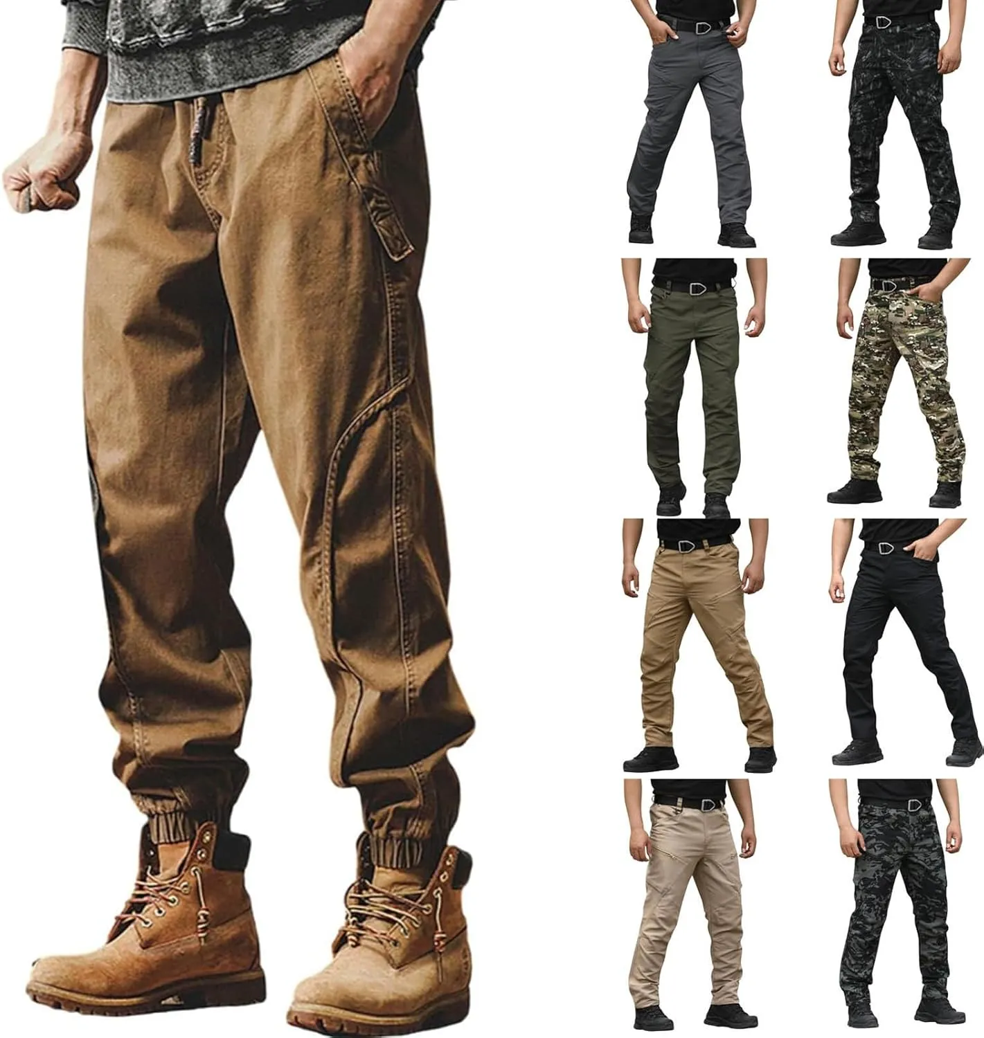 Cargo Chinos Pants Men Relaxed Fit Camo Hunting Pants Stretch Tactical Pants Multi Pockets Ristop Jogger Sweatpants