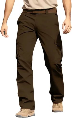 Cargo Pants for Men Casual Button Elastic Waist Chino Pants Relaxed Fit Carpenter Hiking Work Pants with Pockets