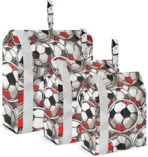 Cartoon Black and White Football 3pcs Travel Packing Storage Bags Collapsible Garment Bag Closet Storage Travel Storage Bags Travel Organizers