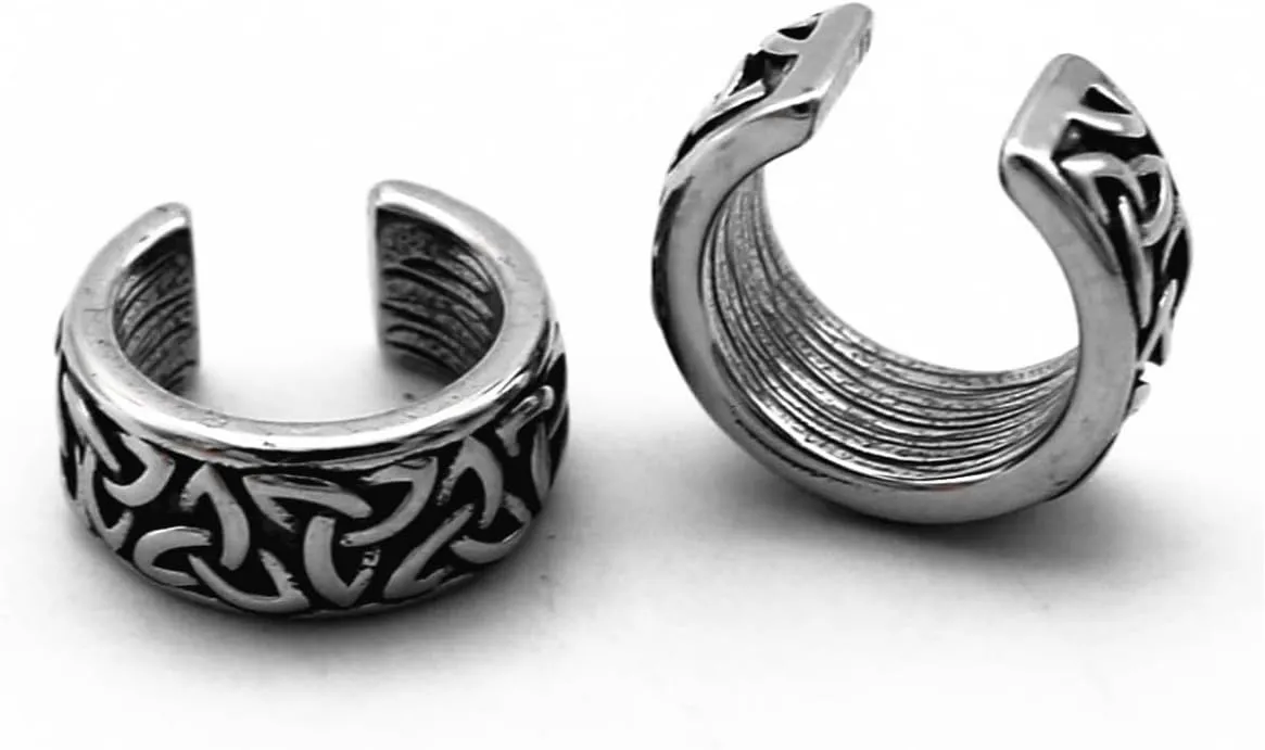 Celtic Knot Ear Cuff Earrings, Trinity Knot Clip on Earrings, Stainless Steel Non Piercing Earrings for Women Men