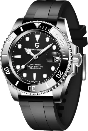 CEYADG Pagani Design Watches for Men Japan NH35 Movement Automatic Watch 40mm Stainless Steel Diver Waterproof Sapphire Crystal Rubber Strap Men's Wrist Watches