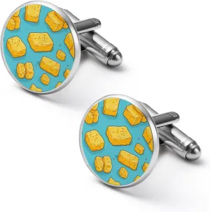 Cheese Curd Funny Cufflinks Shirt Cuff Links Accessories Business Wedding Jewelry