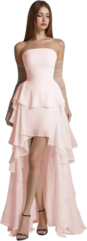 Chiffon Bridesmaid Dresses with Pockets Sleeveless Long Pleated Formal Evening Dresses for Women Elegant