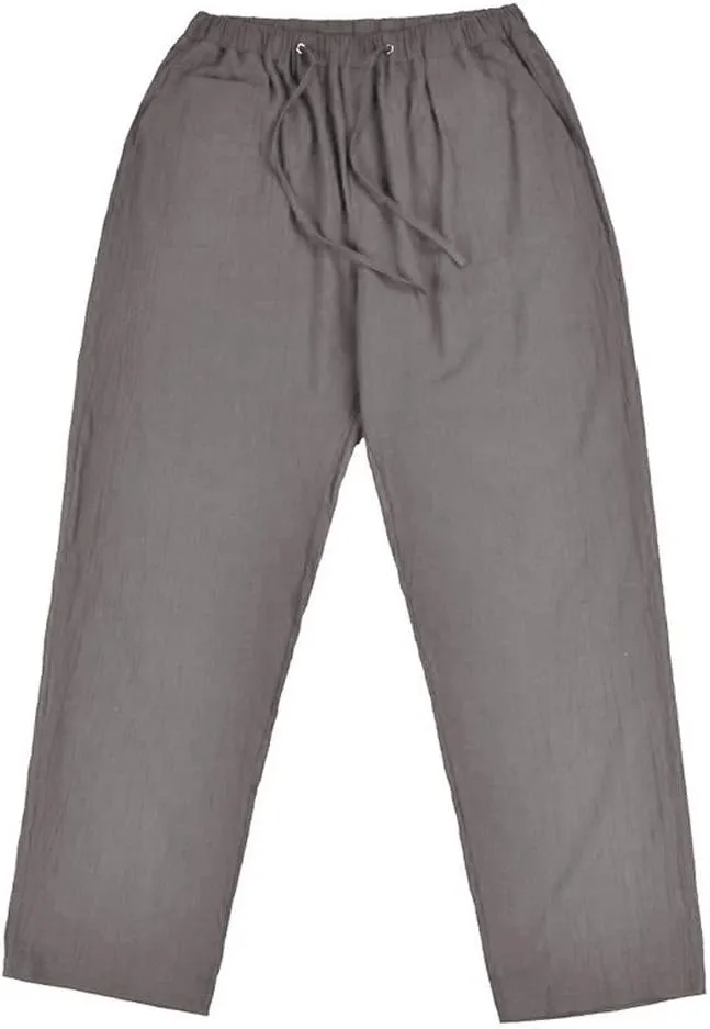 Chino Pants Mens Pants Relaxed Fit Summer Beach Trousers Cotton Linen Trouser Casual Lightweight Drawstring Yoga Pant