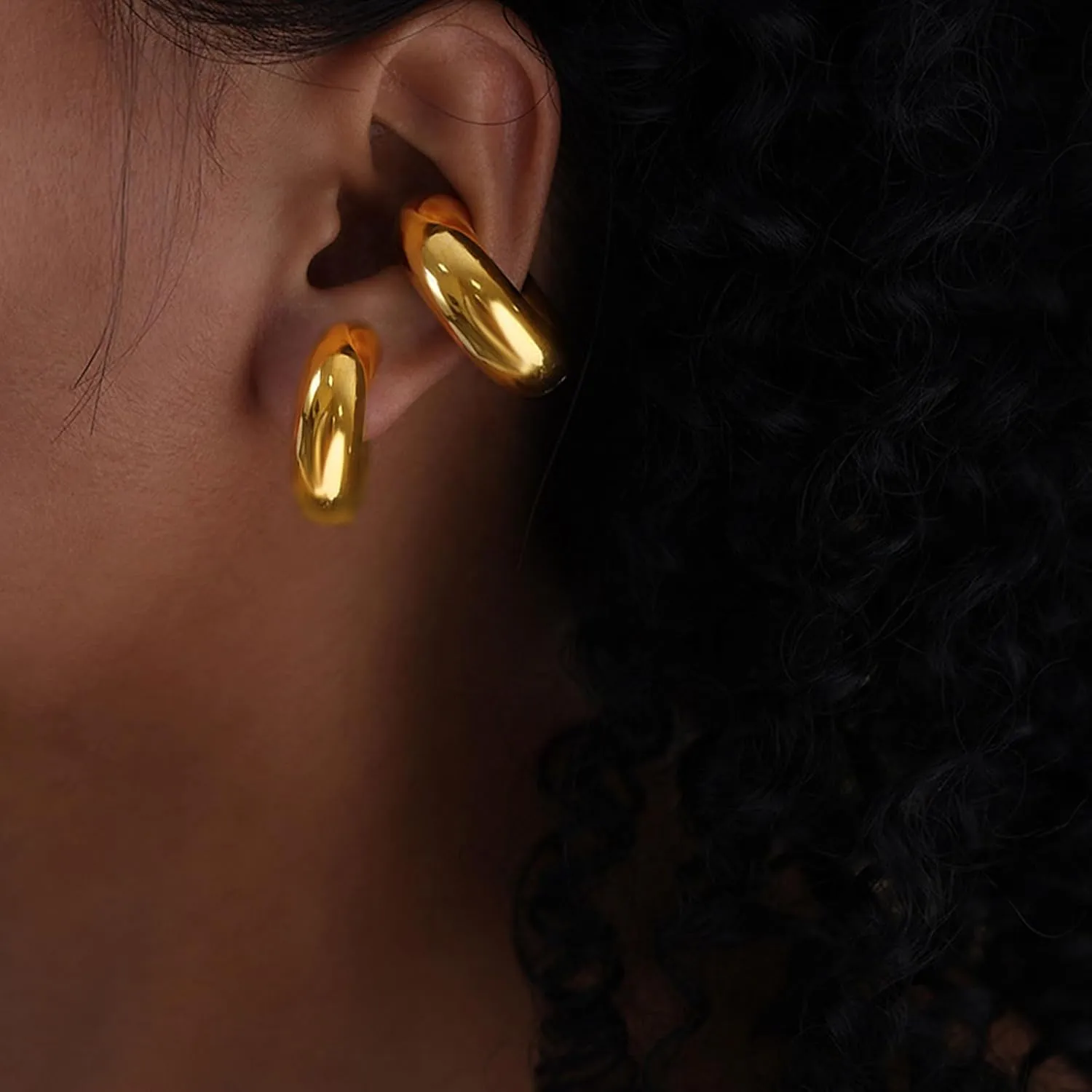 Chunky Gold Ear Cuffs Earrings For Women Non Piercing Cuff Clip On Cartilage Hoop Earring Lightweight Chunky Ear Cuff