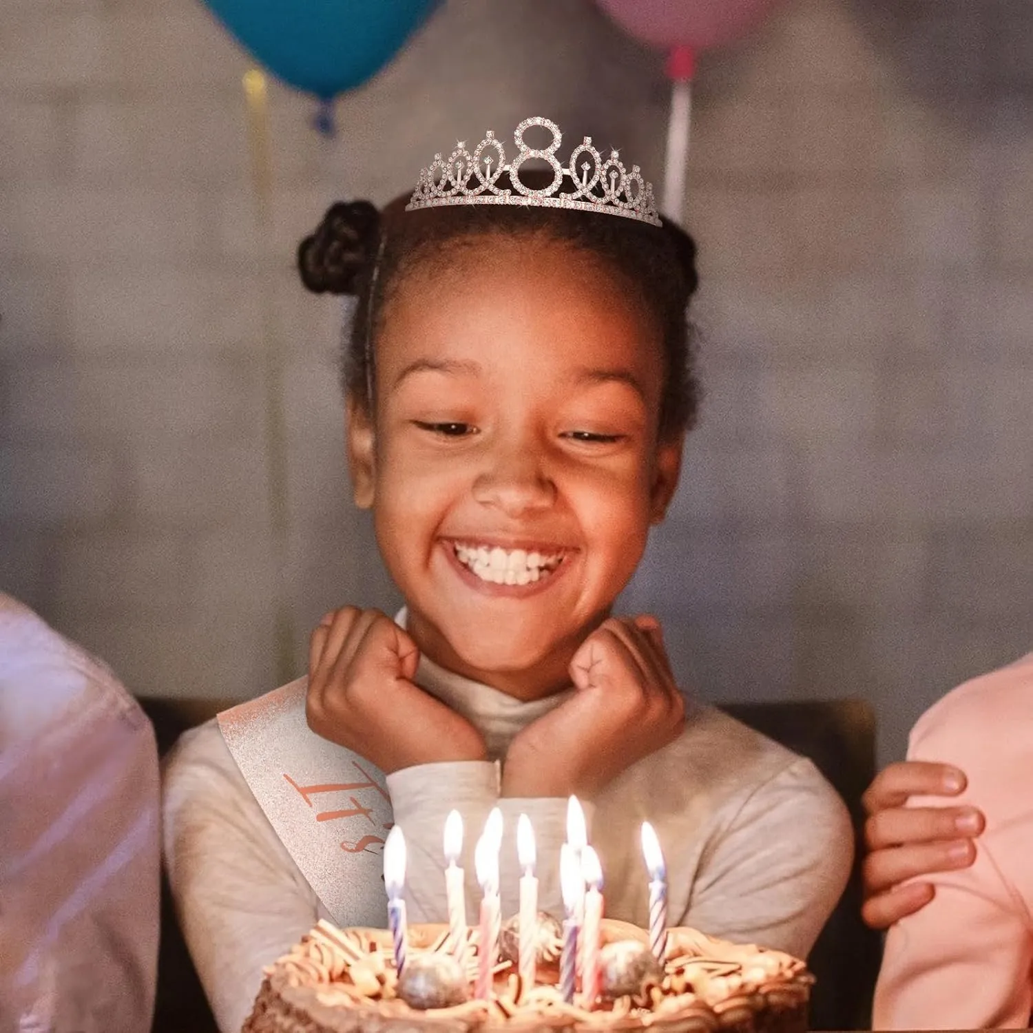 CIEHER 8th Birthday Crown   8th Birthday Sash   Pearl Pin Set, 8th Birthday Gifts for Girls It's My 8th Birthday Decorations Women Happy 8th Birthday Party Supplies
