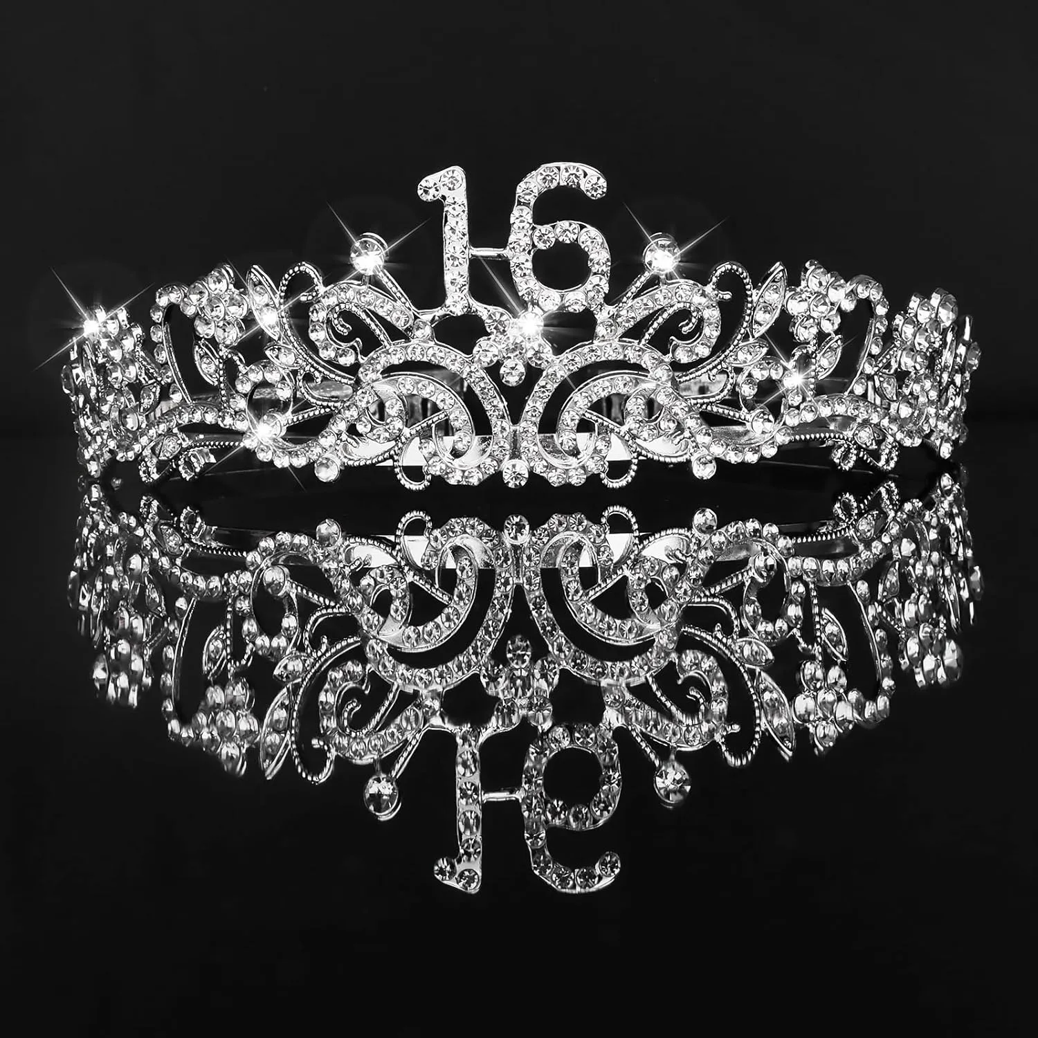 CIEHER Sweet 16 Crown   Sweet 16 Sash   Pearl Pin Set, Sweet 16 Birthday Decorations for Girls, Sweet Sixteen Gifts, 16th Birthday Sash and Crown for Girls Happy 16th Birthday Party Favors