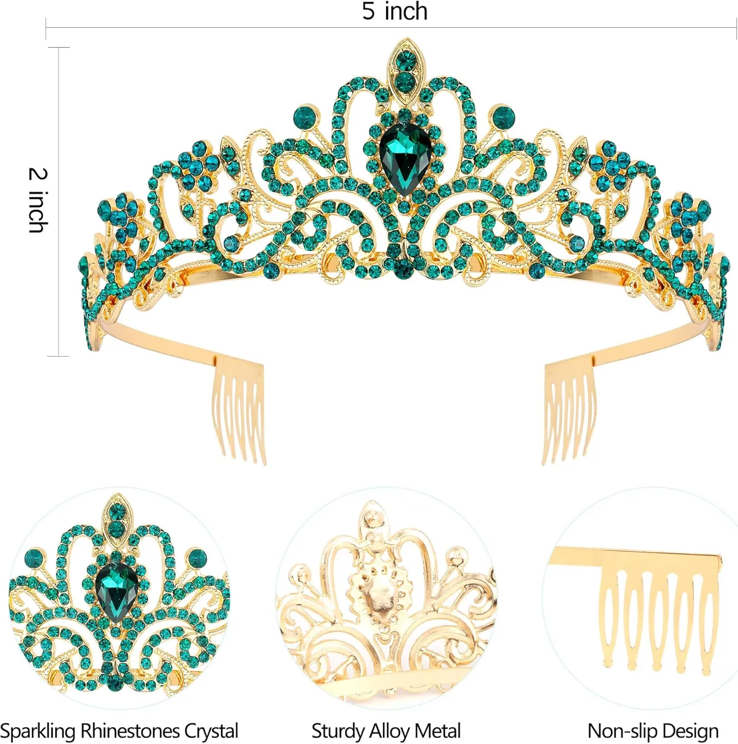 COCIDE Birthday Sash for Women Happy Birthday Crown Tiaras for Women Queen Princess Headband for Party Decoration Girl Green and Gold Sahes Hair Accessories Favors Gift