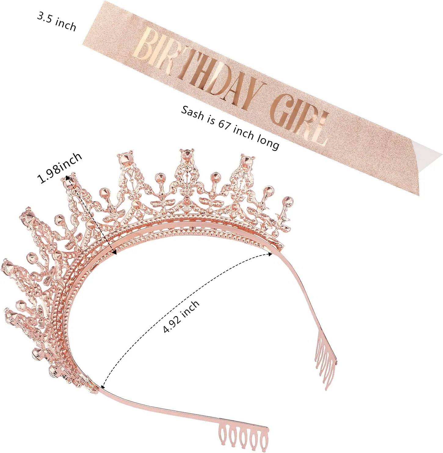 COCIDE Birthday Tiara and Crown for Women, Girls' Sash, Decorations Set, Rhinestone Headband, Crystal Hair Accessories for Party, Cake Toppers