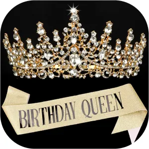 COCIDE "BIRTHDAY QUEEN Birthday Sash for Women Birthday Tiaras for Girls Decorations Set Rhinestone Headband Hair Accessories Glitter Crown for Party Supplies