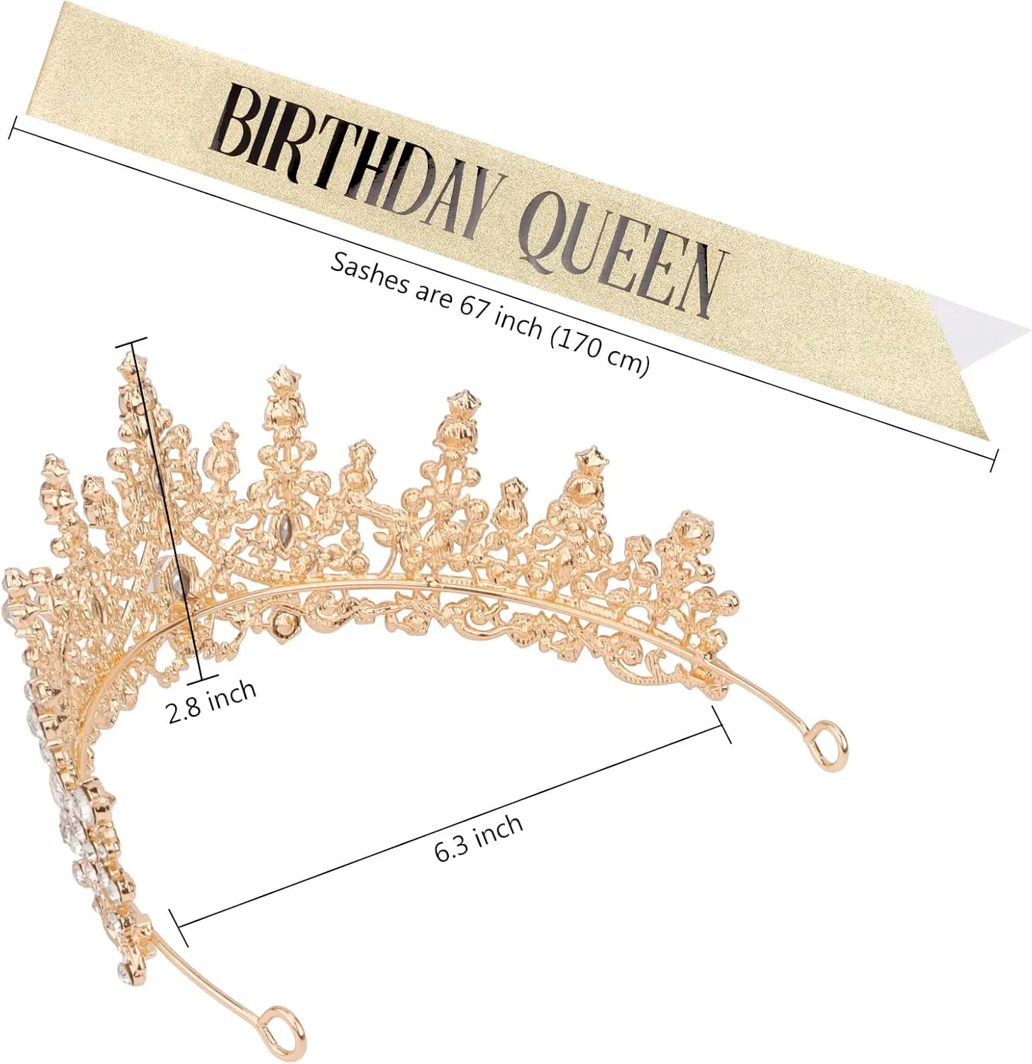COCIDE "BIRTHDAY QUEEN Birthday Sash for Women Birthday Tiaras for Girls Decorations Set Rhinestone Headband Hair Accessories Glitter Crown for Party Supplies