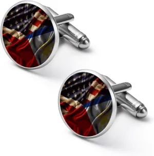 Combined Philippines And USA Flag Shirt Cufflinks for Men,Fun Mens Cufflinks for Business Wedding Gifts-1, 1.7cm