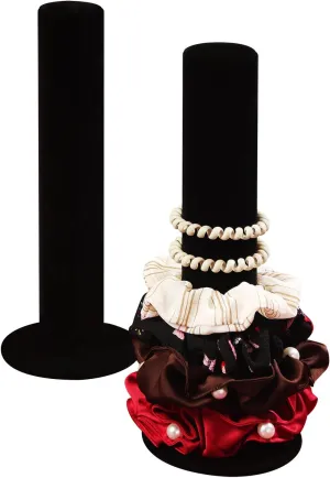 Coward 2pcs Scrunchie Headband Holder Stand, Hair Tie Organizer Holder,Hair Accessories Bracelet Bangle Organizer for Kid Teen Girl Woman (Black Velvet)