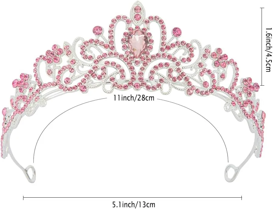 Crown,Tiaras for Women,Crystal Pink Tiaras for Girls Princess Crown Queen Crown for Bridal Prom Wedding Tiara