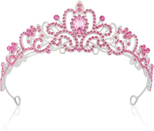 Crown,Tiaras for Women,Crystal Pink Tiaras for Girls Princess Crown Queen Crown for Bridal Prom Wedding Tiara